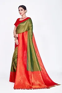 Stylish Green Art Silk Saree With Blouse Piece For Women-thumb1