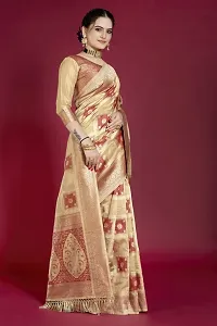 Stylish Silk Blend Zari Saree With Blouse Piece For Women-thumb4