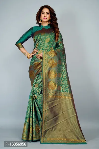 Stylish Art Silk Zari Work Saree With Blouse Piece For Women-thumb0