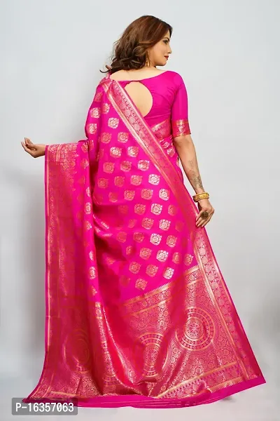 Stylish Art Silk Zari Work Saree With Blouse Piece For Women-thumb2