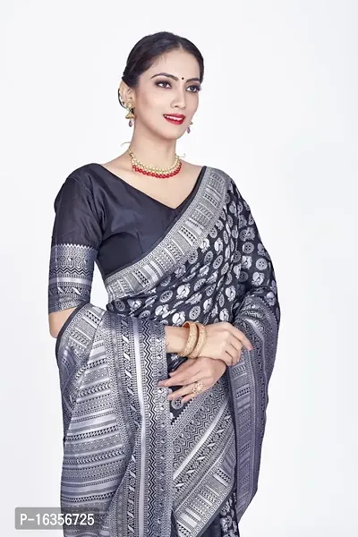 Stylish Art Silk Zari Work Saree With Blouse Piece For Women-thumb3