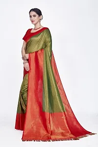 Stylish Art Silk Zari Work Saree With Blouse Piece For Women-thumb3