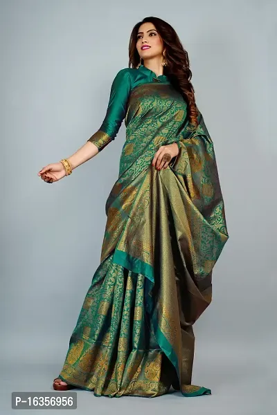 Stylish Art Silk Zari Work Saree With Blouse Piece For Women-thumb3