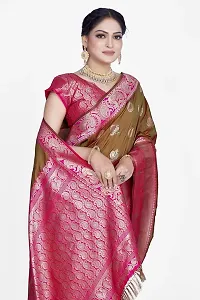 Stylish Silk Blend Zari Saree With Blouse Piece For Women-thumb2