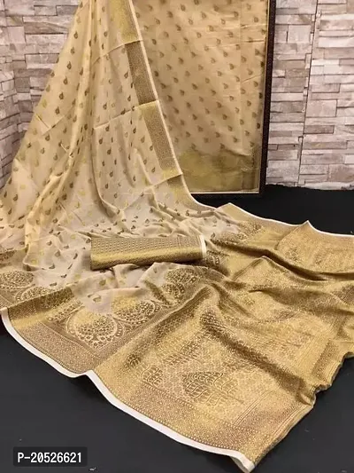 Stylish Silk Blend Zari Saree With Blouse Piece For Women