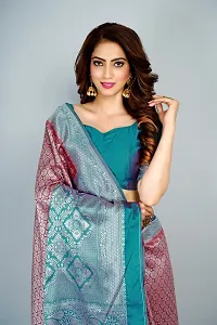 Stylish Silk Blend Zari Saree With Blouse Piece For Women-thumb4