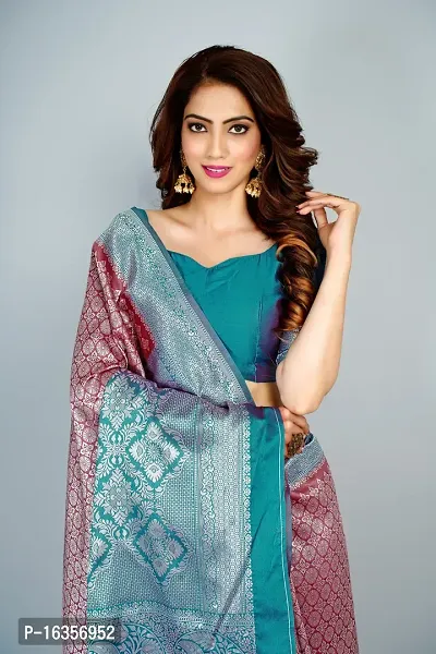 Stylish Silk Blend Zari Saree With Blouse Piece For Women-thumb5