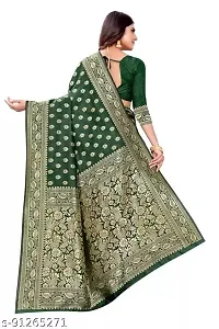 Stylish Silk Blend Zari Saree With Blouse Piece For Women-thumb2