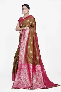 Stylish Silk Blend Zari Saree With Blouse Piece For Women-thumb4