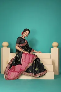 Stylish Black Art Silk Saree With Blouse Piece For Women-thumb1