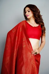 Stylish Art Silk Zari Work Saree With Blouse Piece For Women-thumb4