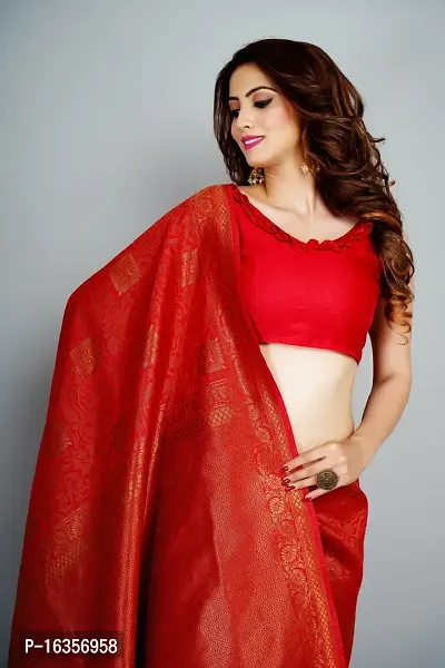 Stylish Art Silk Zari Work Saree With Blouse Piece For Women-thumb5