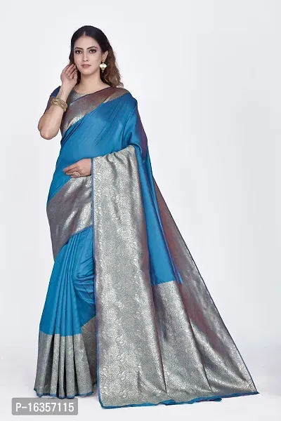 Stylish Art Silk Zari Work Saree With Blouse Piece For Women-thumb0