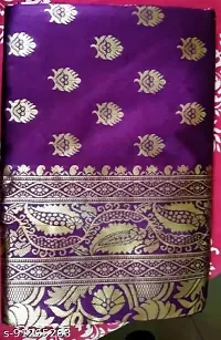 Stylish Silk Blend Zari Saree With Blouse Piece For Women-thumb2