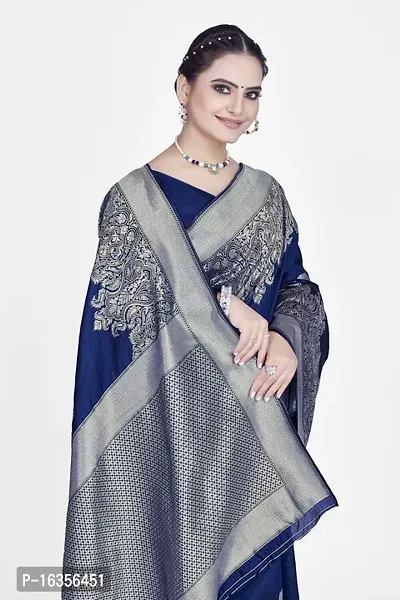 Stylish Art Silk Zari Work Saree With Blouse Piece For Women-thumb3