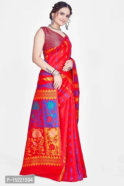 HOMIGOZ Silk Blend Banarasi Saree With Unstitched Blouse Piece-thumb4