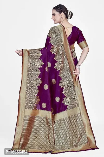 Stylish Art Silk Zari Work Saree With Blouse Piece For Women-thumb2