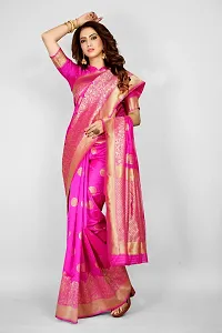 Stylish Silk Blend Zari Saree With Blouse Piece For Women-thumb2