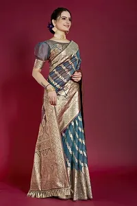 Stylish Silk Blend Zari Saree With Blouse Piece For Women-thumb4