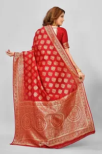 Stylish Red Art Silk Zari Work Saree With Blouse Piece For Women-thumb1