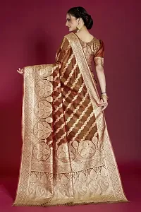 Stylish Silk Blend Zari Saree With Blouse Piece For Women-thumb1