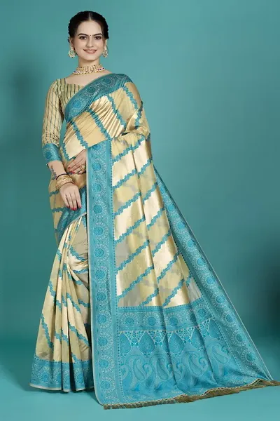 Beautiful Organza Jacquard Saree with Blouse Piece For Women