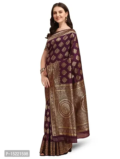 HOMIGOZ Purple Colored Kanjeevaram Silk Zari Woven Saree With Blouse Piece-thumb2