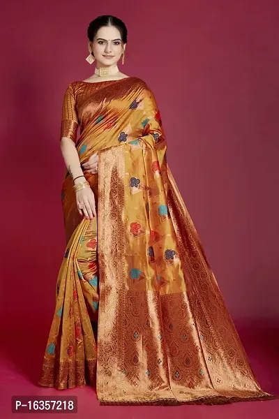 Stylish Silk Blend Zari Saree With Blouse Piece For Women