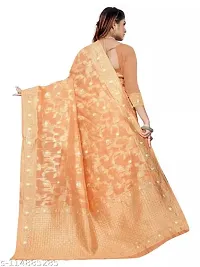 Stylish Silk Blend Zari Saree With Blouse Piece For Women-thumb2