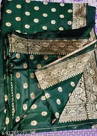 Stylish Silk Blend Zari Saree With Blouse Piece For Women-thumb1