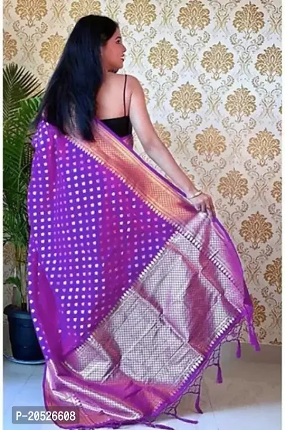 Stylish Silk Blend Zari Saree With Blouse Piece For Women-thumb2