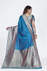 Stylish Art Silk Zari Work Saree With Blouse Piece For Women-thumb1