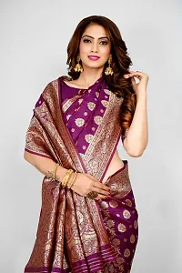 Stylish Art Silk Zari Work Saree With Blouse Piece For Women-thumb4