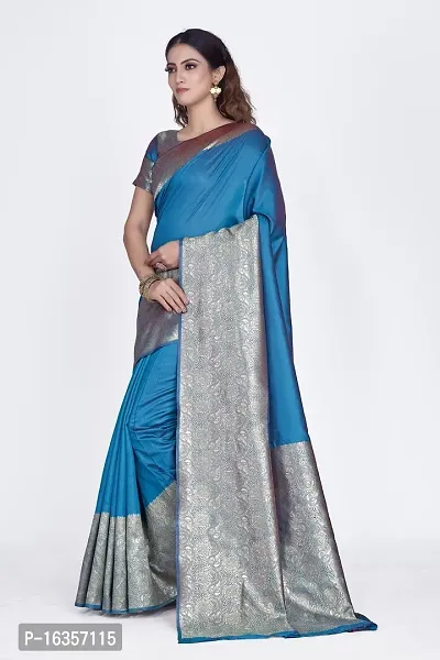 Stylish Art Silk Zari Work Saree With Blouse Piece For Women-thumb4