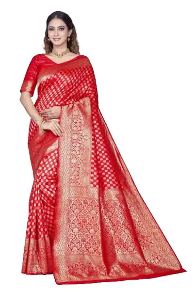 Elegant Silk Blend Saree with Blouse piece For Women