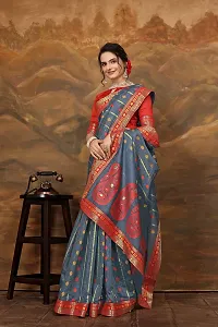 Stylish Grey Art Silk Saree With Blouse Piece For Women-thumb1