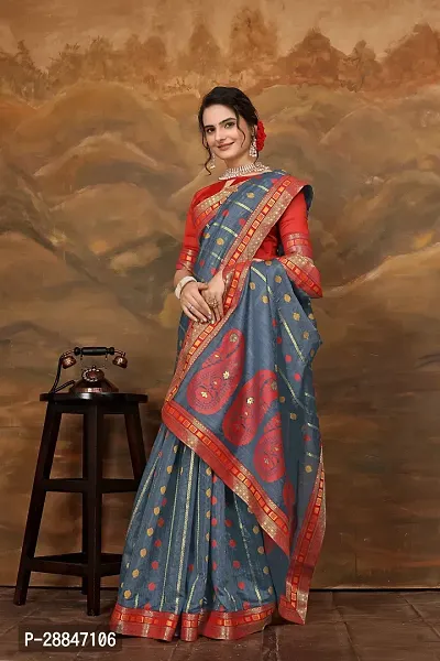 Stylish Grey Art Silk Saree With Blouse Piece For Women-thumb2