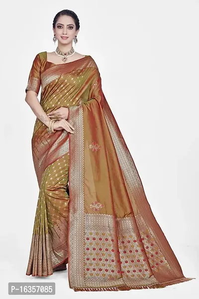 Stylish Art Silk Zari Work Saree With Blouse Piece For Women-thumb0