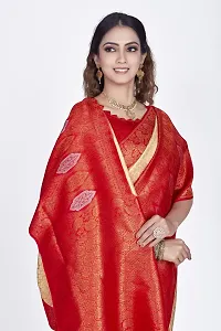 Stylish Silk Blend Zari Saree With Blouse Piece For Women-thumb2