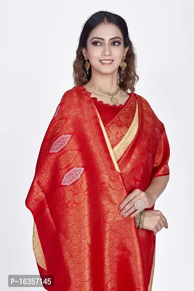 Stylish Silk Blend Zari Saree With Blouse Piece For Women-thumb3