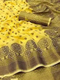 Stylish Silk Blend Zari Saree With Blouse Piece For Women-thumb1