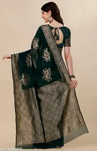 Stylish Silk Blend Zari Saree With Blouse Piece For Women-thumb1