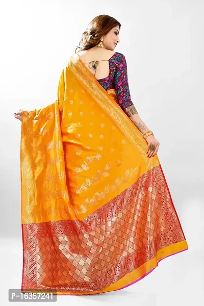 Stylish Silk Blend Zari Saree With Blouse Piece For Women-thumb2