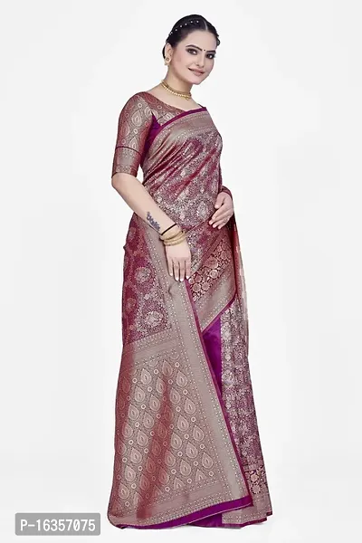 Stylish Art Silk Zari Work Saree With Blouse Piece For Women-thumb5