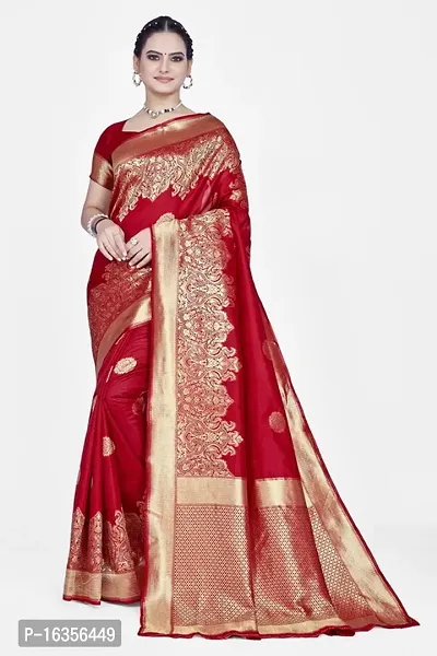 Stylish Art Silk Zari Work Saree With Blouse Piece For Women-thumb0