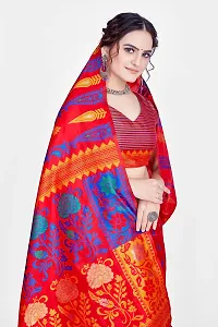 HOMIGOZ Silk Blend Banarasi Saree With Unstitched Blouse Piece-thumb2