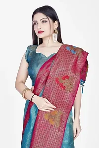 Stylish Polyester Blend Zari Saree With Blouse Piece For Women-thumb2