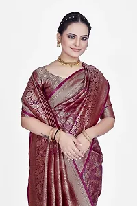 Stylish Art Silk Zari Work Saree With Blouse Piece For Women-thumb2