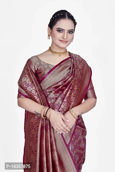 Stylish Art Silk Zari Work Saree With Blouse Piece For Women-thumb3