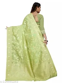 Stylish Silk Blend Zari Saree With Blouse Piece For Women-thumb2